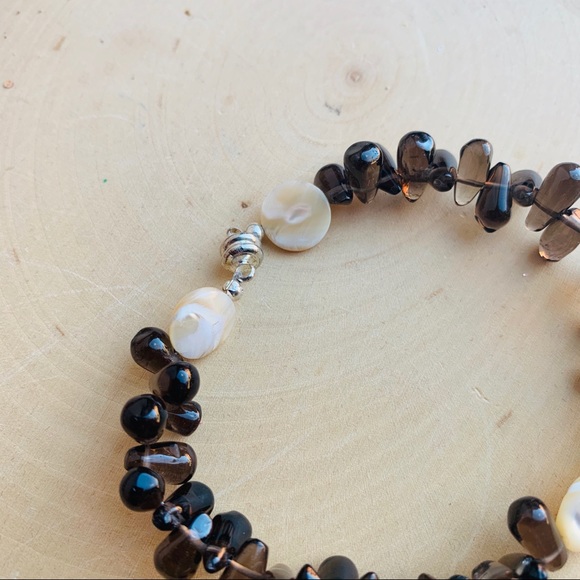 Quartz Gemstone Crystal Pearl Brown Bracelet - Picture 4 of 6